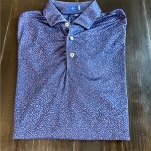 Men's Blue Printed Polo Shirt - Casual Performance stitch